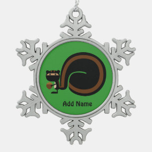 Ninja Squirrel  Snowflake Pewter Christmas Ornament