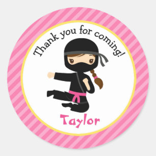 Ninja Stickers (Pink Girl Ninja Birthday Party)