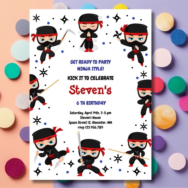 Ninja style kids birthday invitation (Creator Uploaded)