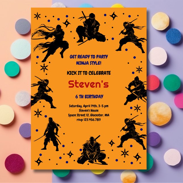 Ninja style kids birthday invitation (Creator Uploaded)