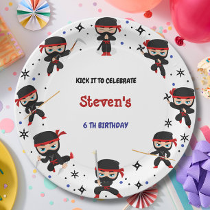 Ninja style kids birthday paper plates