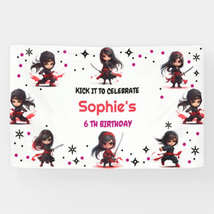 Ninja style kids girlish birthday banner