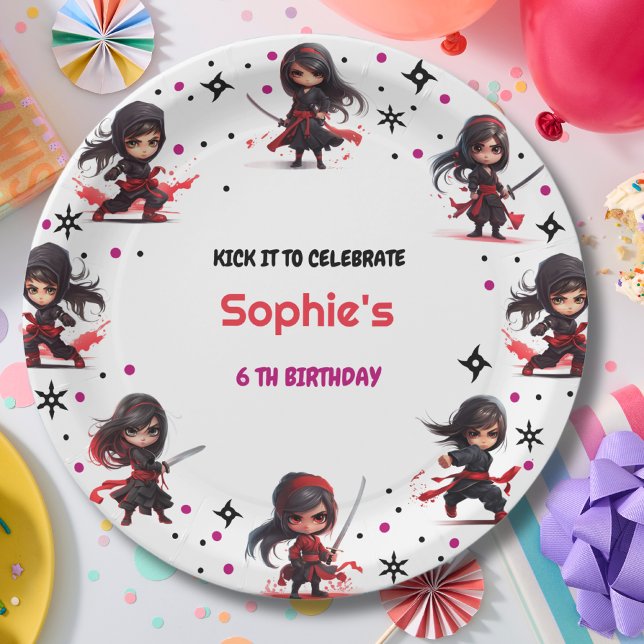 Ninja style kids girlish birthday paper plates (Creator Uploaded)