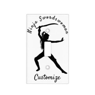 Ninja Swordswoman Silhouette Thunder_Cove Light Switch Cover