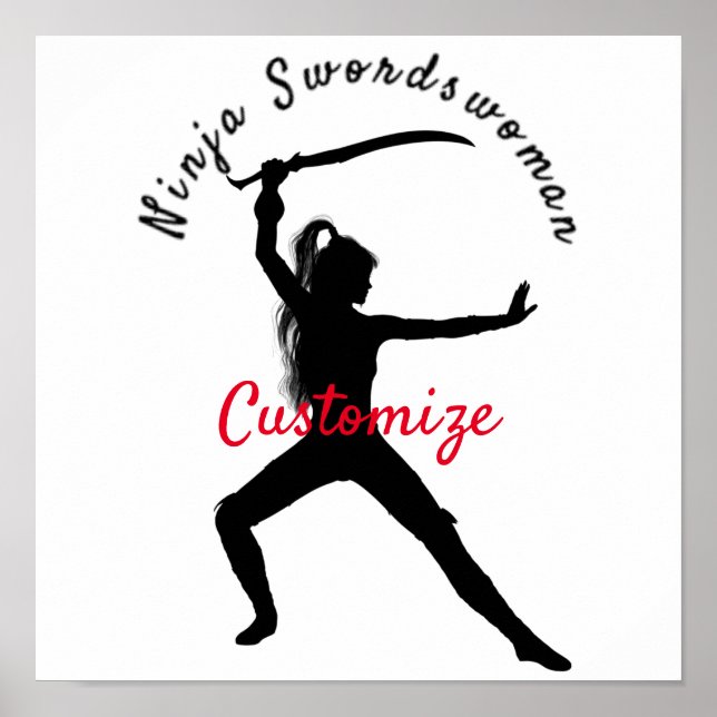 Ninja Swordswoman Silhouette Thunder_Cove Poster (Front)