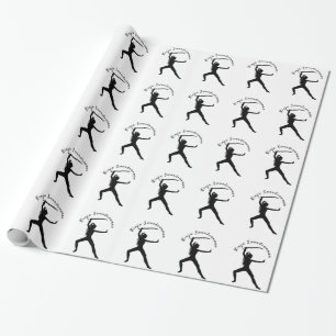 Ninja Swordswoman Silhouette Thunder_Cove Wrapping Paper
