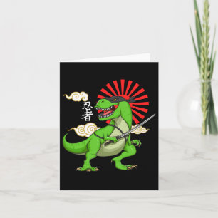 Ninja T-rex Funny Japanese Style Art Sticker  Card