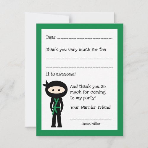 Ninja thank you note with color change
