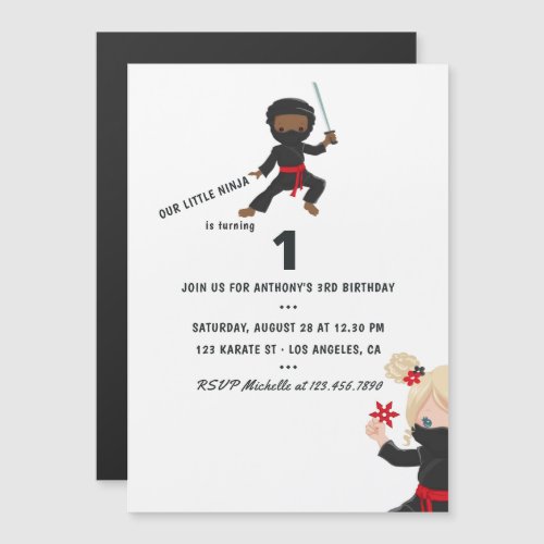 Ninja themed Birthday Party Magnetic Invitation