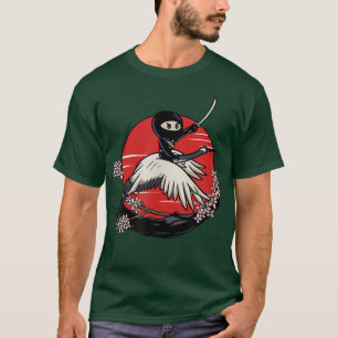 Ninja Tomo Riding Crane Japanese Fantasy Anime T-Shirt