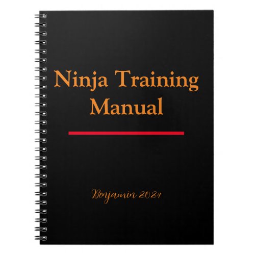 Ninja Training Manual Notebooks Personalized Cover