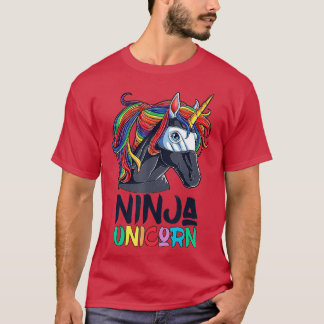 Ninja Unicorn  Girls Rainbow Martial Arts Fighter  T-Shirt