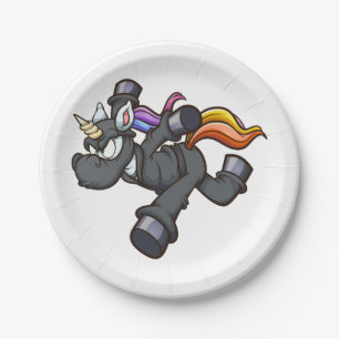 ninja unicorn running angry cartoon paper plates