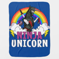 Ninja Unicorn Samurai Magical Rainbow Martial Arts Baby Blanket