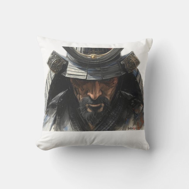 Ninja VS Samurai Throw Pillow (Front)