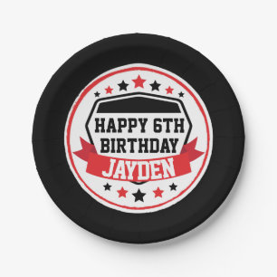 Ninja Warrior Birthday Black and Red Party Paper Plates