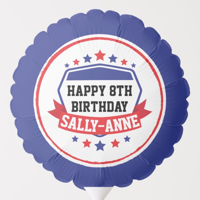 Ninja Warrior Birthday Blue Red Party Balloon (Back)