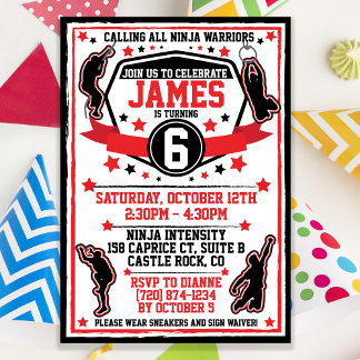 Ninja Warrior Birthday Invitation / Parkour Invite