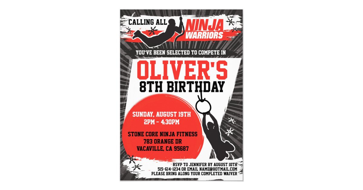 Ninja Warrior Birthday Party Invitation | Zazzle.com