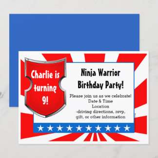 Ninja Warrior Birthday Party Kids Boys Patriotic Invitation