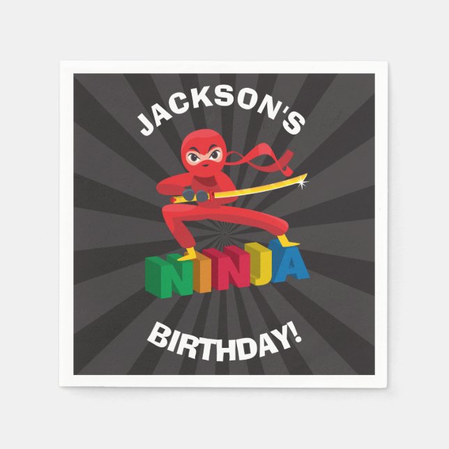 Ninja Warrior Birthday Party Napkins (Front)