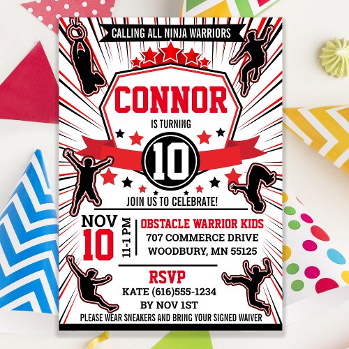 Ninja Warrior Birthday Party Obstacle Course Invitation