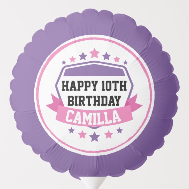 Ninja Warrior Birthday Purple Pink Party Balloon (Back)