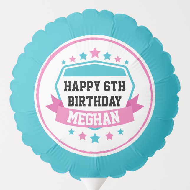 Ninja Warrior Birthday Teal Pink Party Balloon (Back)