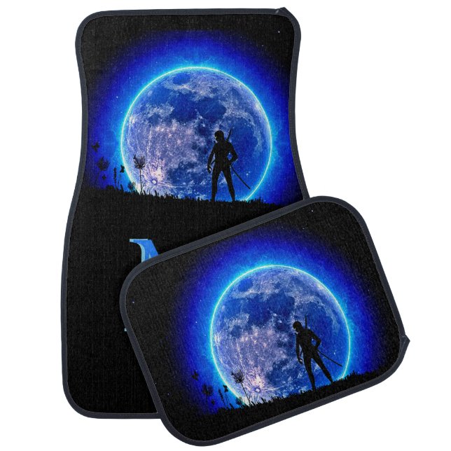 Ninja Warrior Blue Moon Monogram Japanese Anime Car Floor Mat (Set)