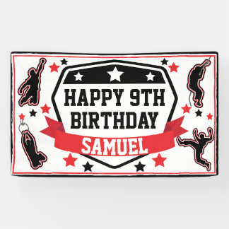 Ninja Warrior Boys Birthday Party Black & Red Banner