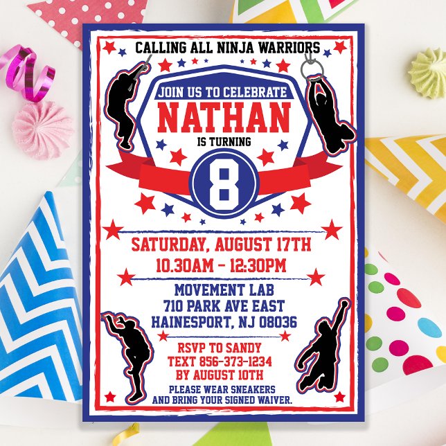 Ninja Warrior Boys Birthday Party Invitation (Creator Uploaded)