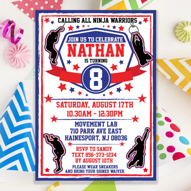 Ninja Warrior Boys Birthday Party Invitation | Zazzle