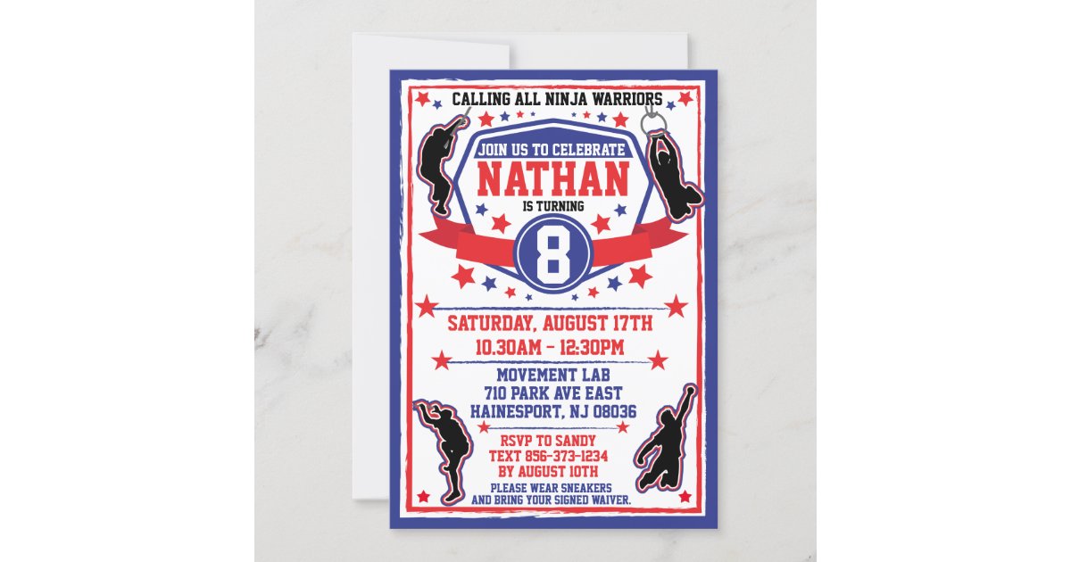 Ninja Warrior Boys Birthday Party Invitation | Zazzle.com