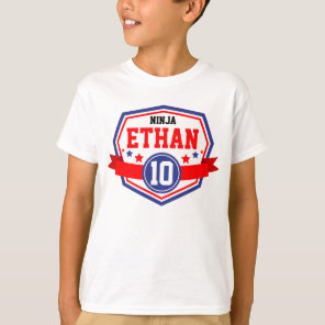 Ninja Warrior Boys Birthday Party Name & Age T-Shirt