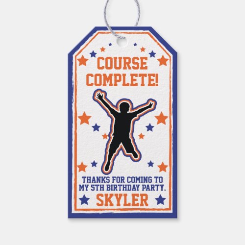 Ninja Warrior Boys Blue Orange Birthday  Gift Tag