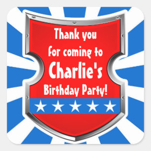 Ninja Warrior Boys Kids Birthday Party Thank You Square Sticker