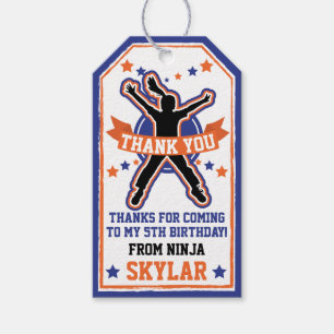 Ninja Warrior Girls Birthday Blue & Orange Gift Tags