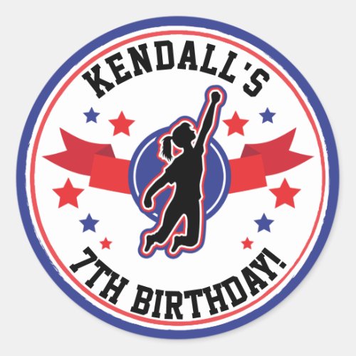 Ninja Warrior Girls Birthday Classic Round Sticker