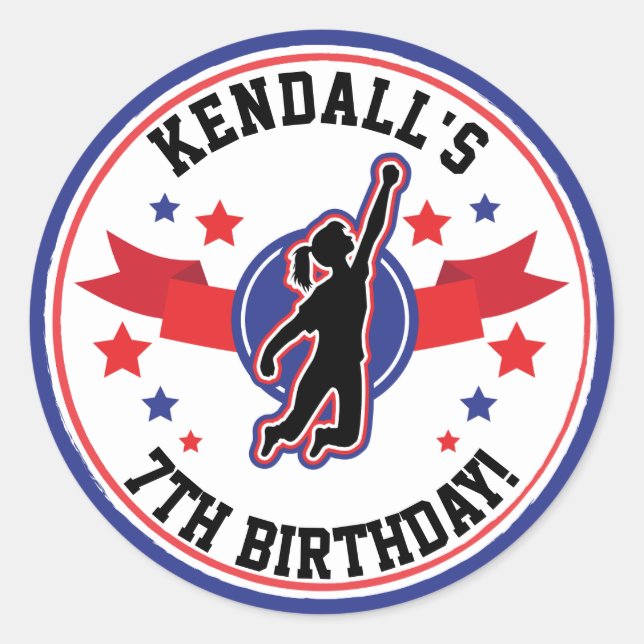 Ninja Warrior Girls Birthday Classic Round Sticker (Front)