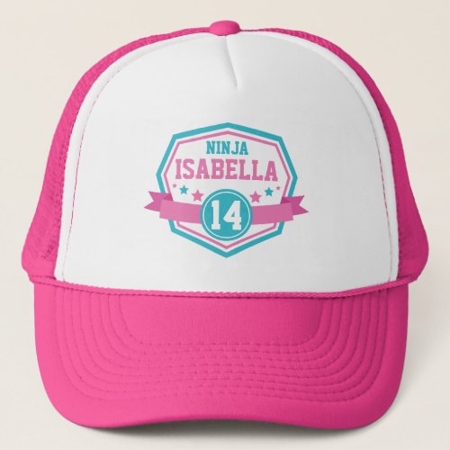 Ninja Warrior Girls Birthday Party Name  Age Trucker Hat