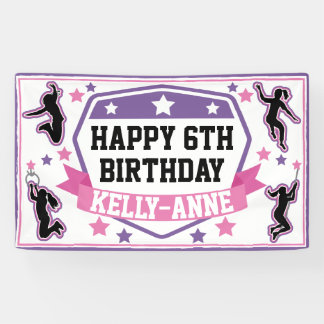 Ninja Warrior Girls Birthday Party Pink Purple Banner