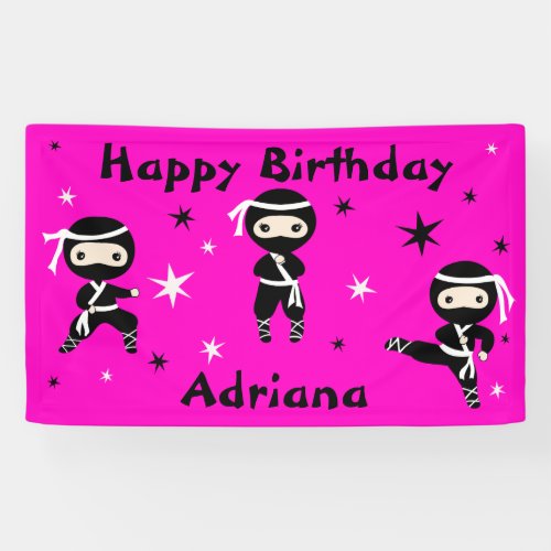 Ninja Warrior Girls Pink Birthday Party Banner