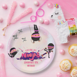 Ninja Warrior Girls Pink Paper Plates
