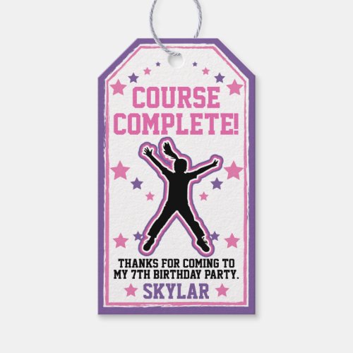 Ninja Warrior Girls Pink  Purple Birthday Gift Tags