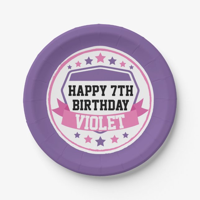 Ninja Warrior Girls Pink & Purple Party Paper Plates (Front)