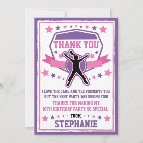 Ninja Warrior Girls Pink  Purple Thank you Card