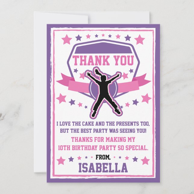 Ninja Warrior Girls Pink & Purple Thank you Card (Front)
