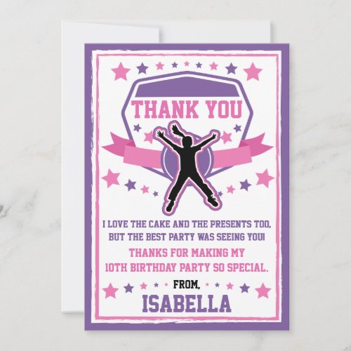 Ninja Warrior Girls Pink  Purple Thank you Card