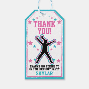 Ninja Warrior Girls Pink & Teal Birthday Gift Tags