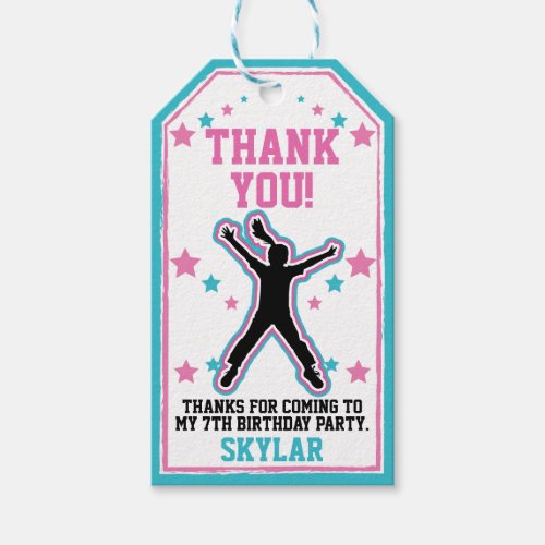 Ninja Warrior Girls Pink  Teal Birthday Gift Tags